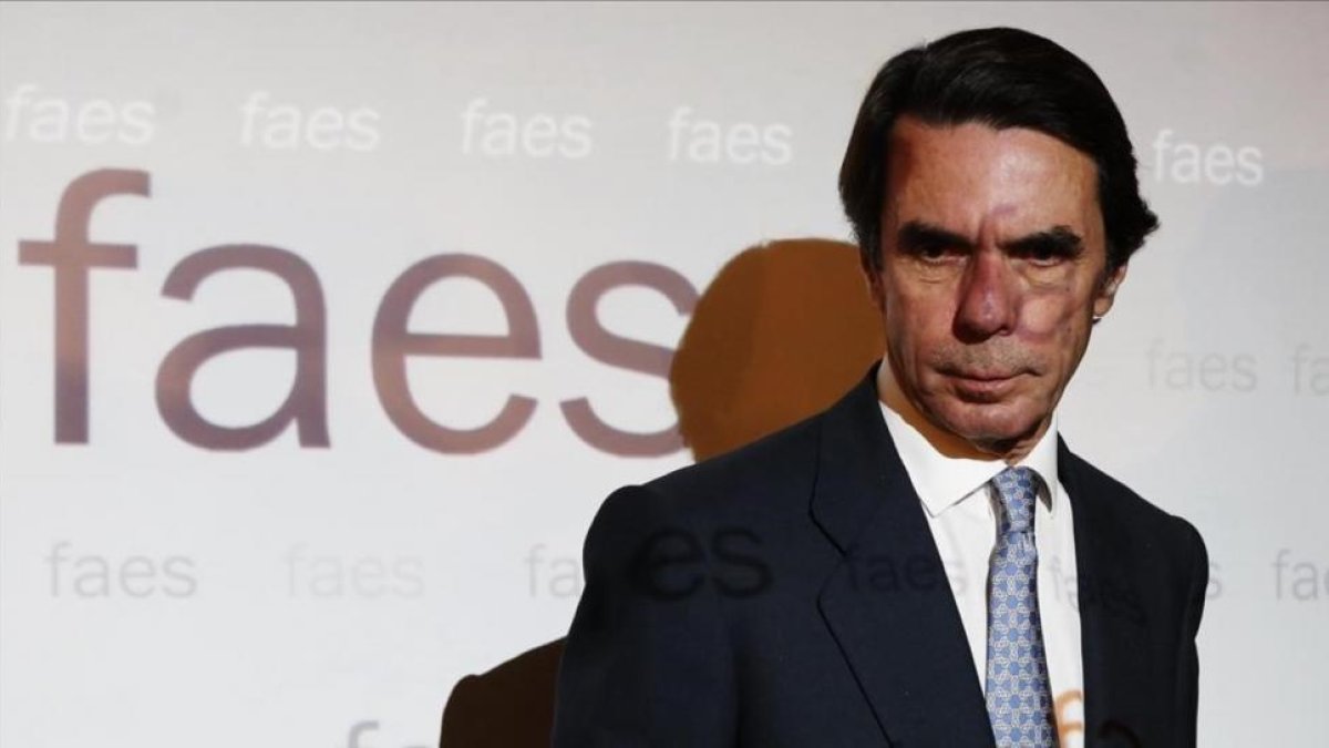 José María Aznar, durante un acto de la fundación FAES.-AGUSTÍN CATALÁN