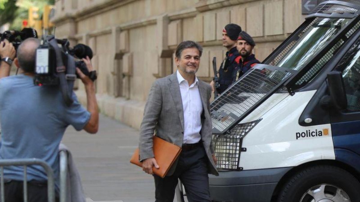 Oriol Pujol, llegando este martes a la Audiencia de Barcelona.-DANNY CAMINAL