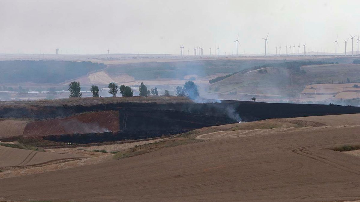 El incendio, junto a la carretera Poza cerca de Villagonzalo, se dio por extinguido a las 21:30 horas. RAÚL G. OCHOA