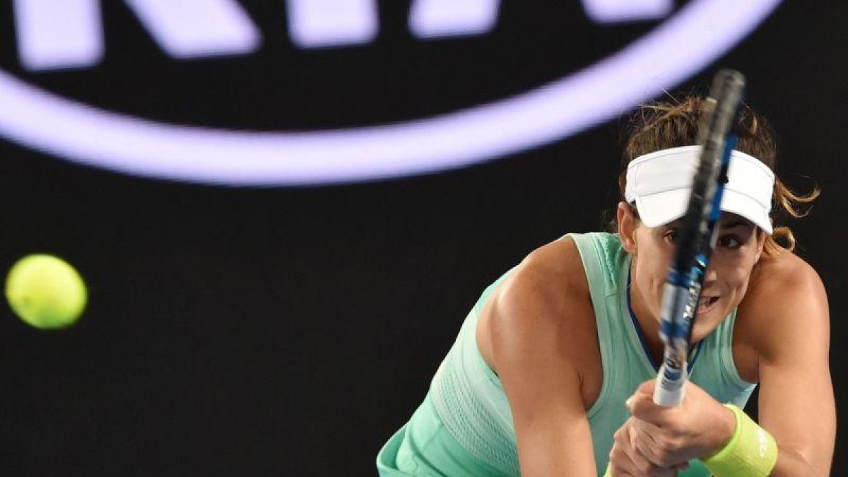 Garbiñe Muguruza, durante su último partido en Australia.-PAUL CROCK / AFP