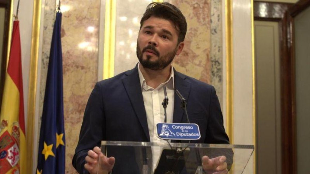 Gabriel Rufián (ERC), en una comparecencia el lunes 29 de mayo en el Congreso.-DAVID CASTRO