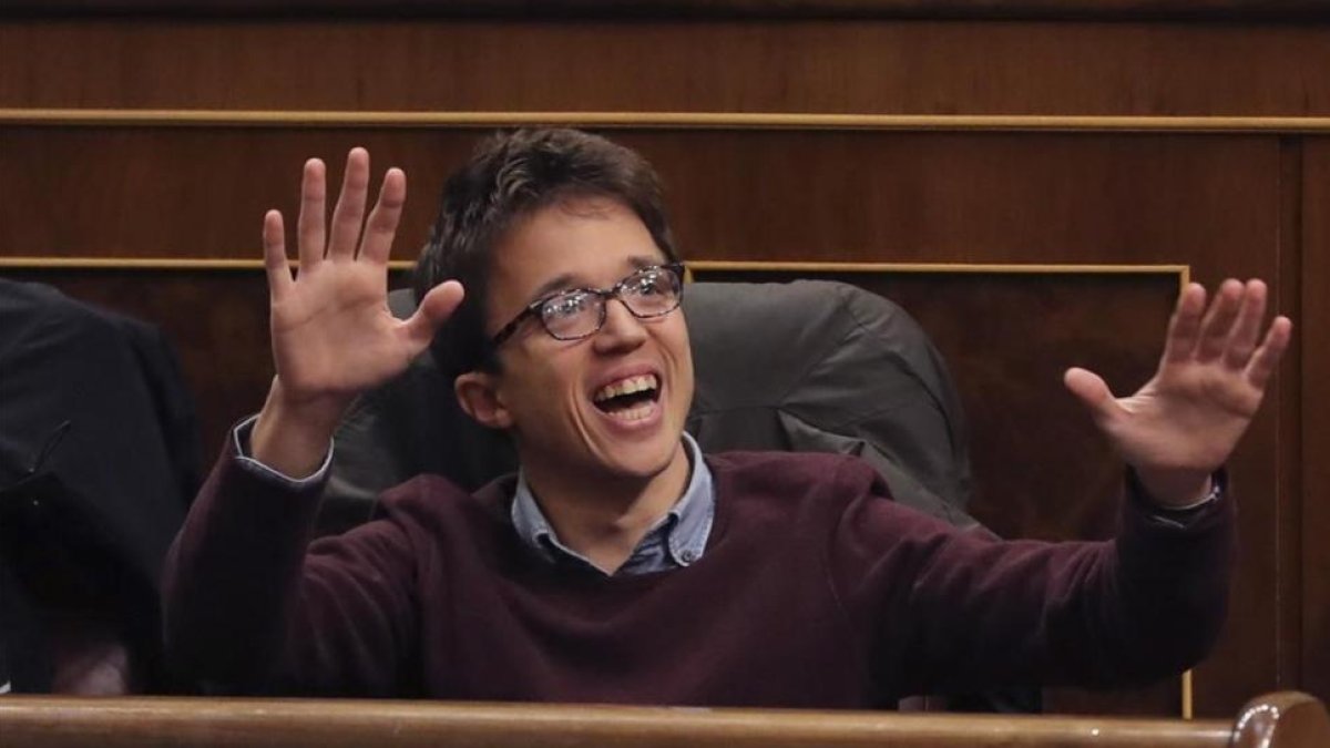 Íñigo Errejón, este jueves, en el debate del decreto del Gobierno sobre la reforma de la estiba.-Ballesteros