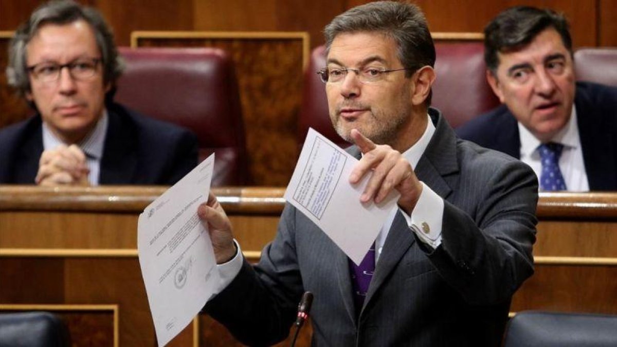 El ministro de Justicia, Rafael Catalá, en la sesión de control al Gobierno del Congreso.-JUAN MANUEL PRATS