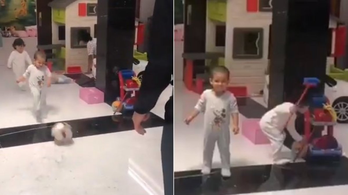 Ronaldo solo le pasa el balón a su hijo hasta que su hija se aburre de esperar.-INSTAGRAM