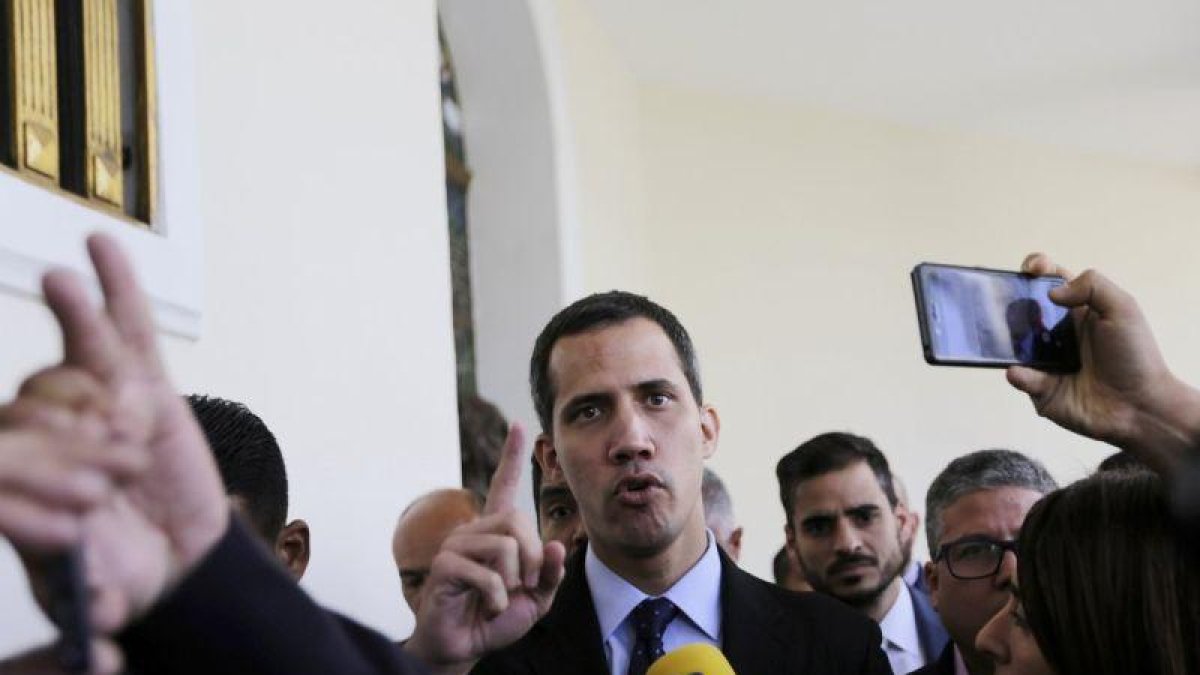 Juan Guaidó, autoproclamado presidente de Venezuela, en la Asamblea Nacional de Venezuela AP Photo Fernando Llano-AP