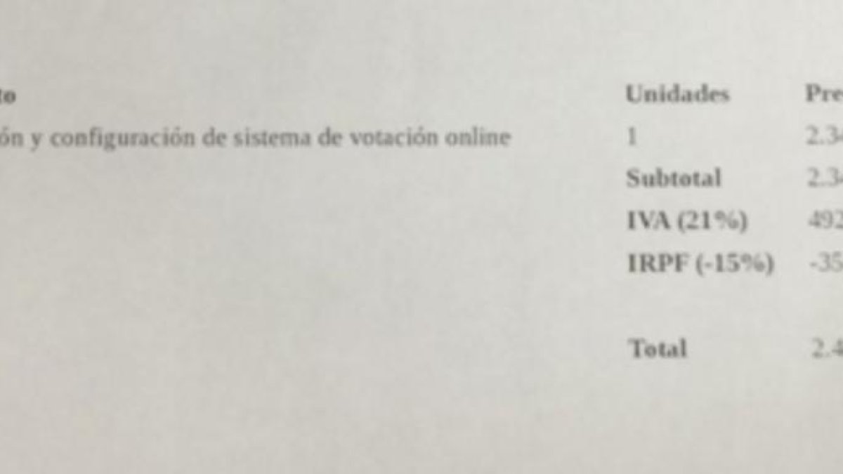 Factura a Podemos por la instalación del sistema de votación online-EL PERIÓDICO