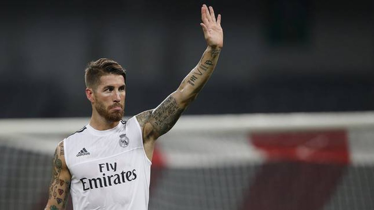 Sergio Ramos, durante un entrenamiento de esta pretemporada en Shanghái.-Foto: REUTERS / ALY SONG