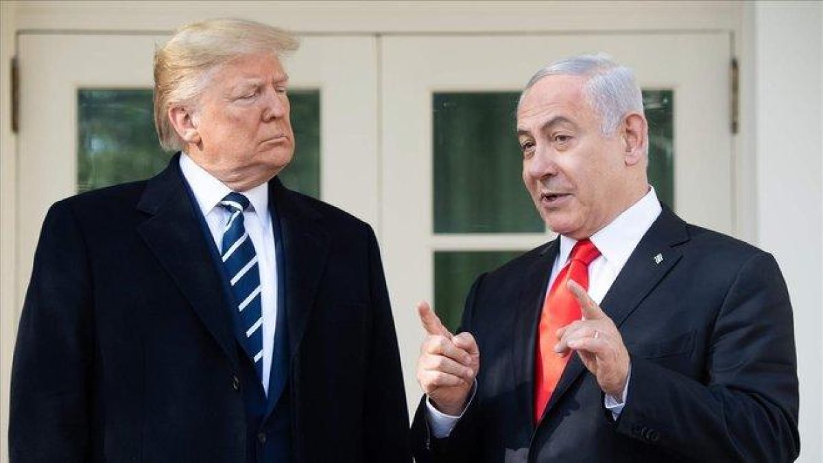 Trump y Netanyahu ayer en la Casa Blanca.-AFP