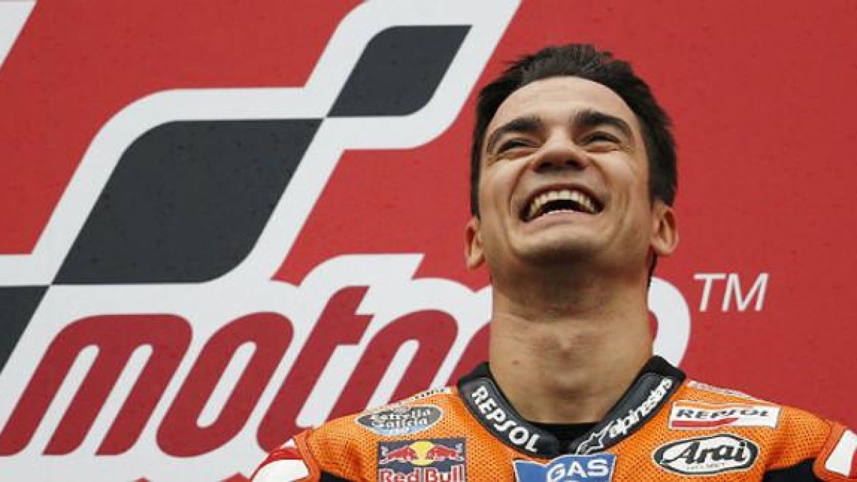 Pedrosa, eufórico, tras la victoria en Motegi.-REUTERS