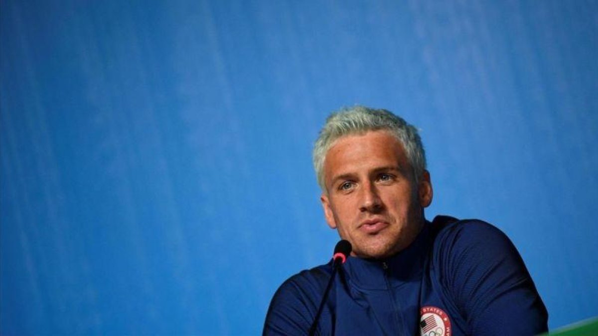 Ryan Lochte, durante la rueda de prensa que dio dos días antes de la inauguración de los Juegos de Río.-AFP / MARTIN BUREAU