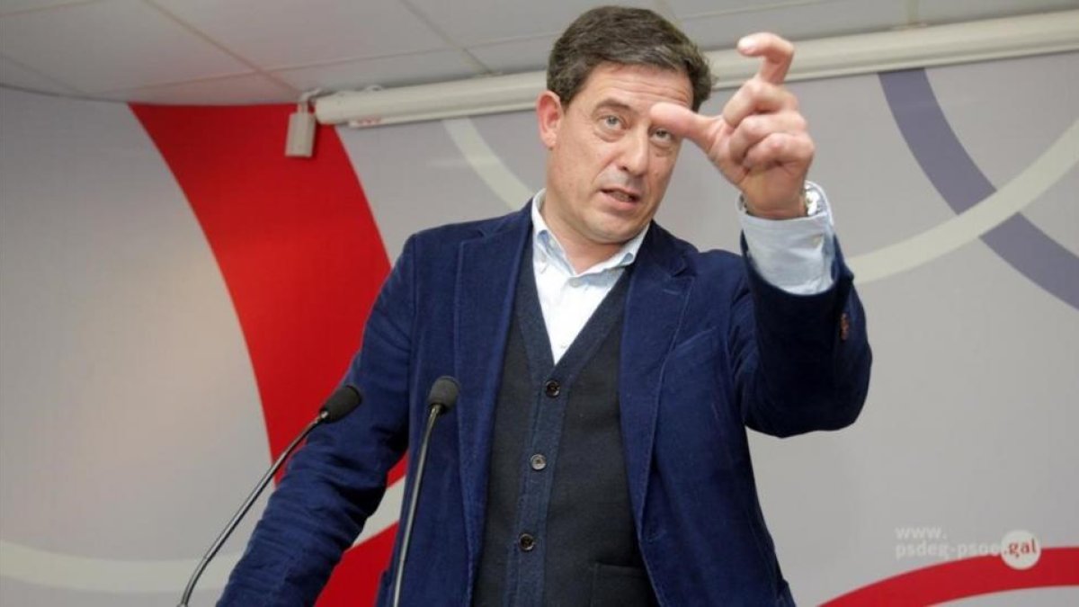 José Ramón Gómez Besteiro, en la rueda de prensa que ofreció el pasado 12 de marzo en la sede de los socialistas gallegos.-EFE / XOAN REY