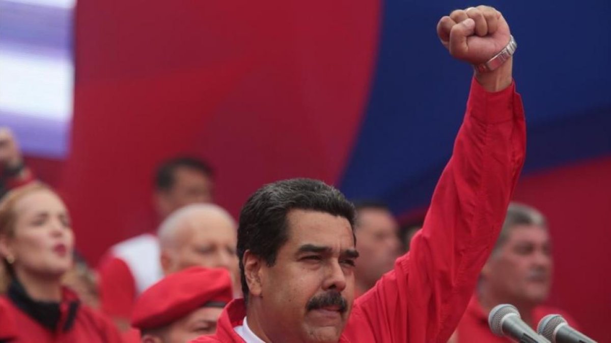 Maduro en un mítin en Caracas, el pasado 19 de abril.-
