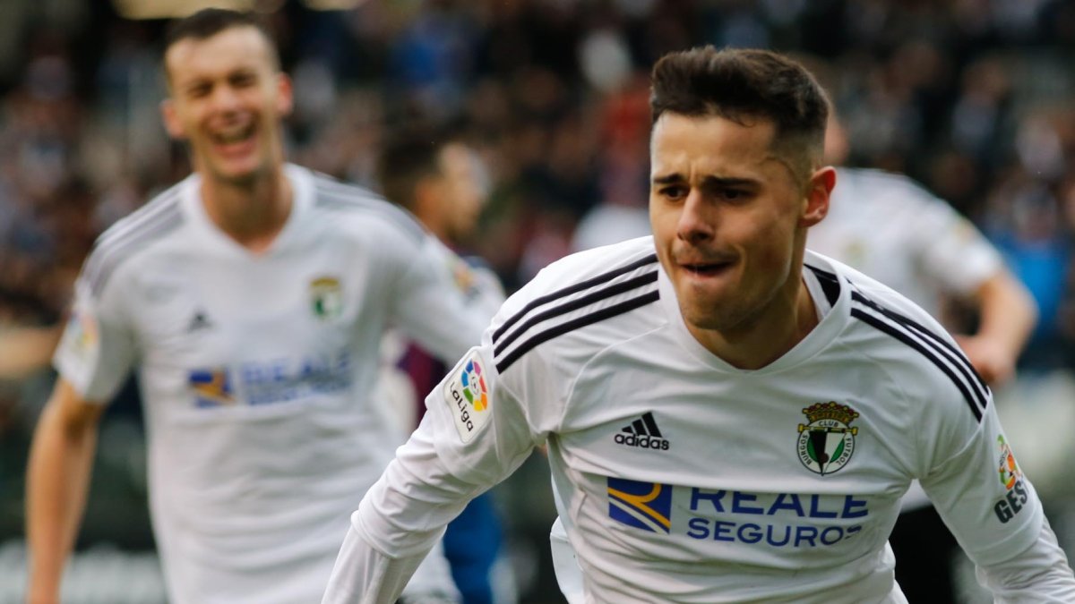 Gaspar Campos celebra su golazo ante la SD Eibar. Santi Otero.