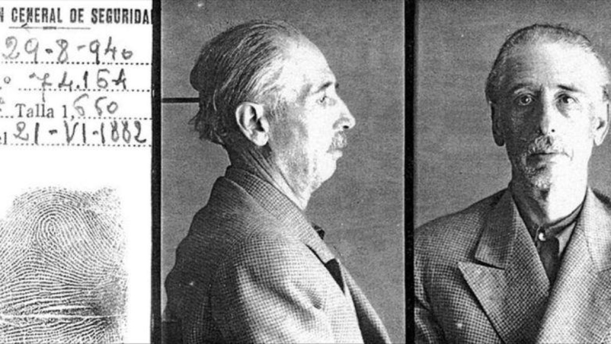 Ficha policial del president Lluis Companys que se guarda en el archivo Varela de Cádiz.-FUNDACIÓ JOSEP IRLA