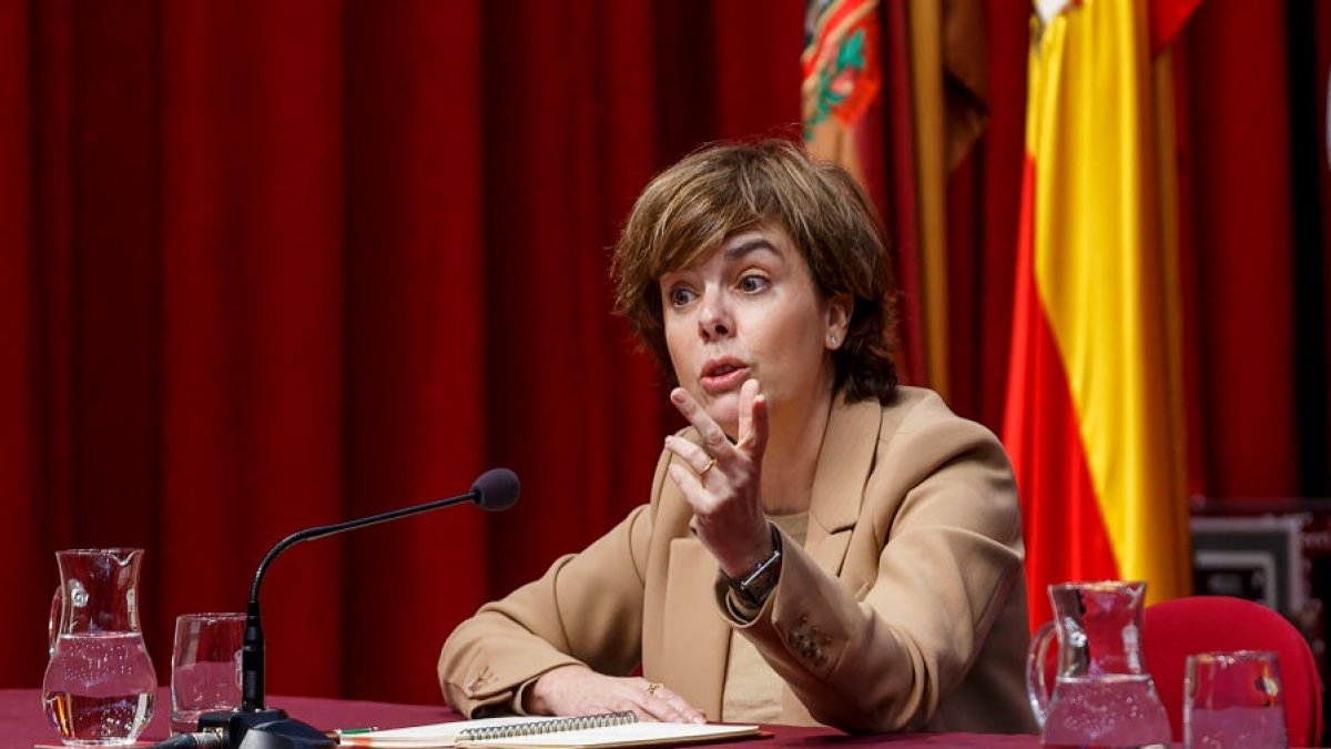 Soraya Sáez de Santamaría durante la Cátedra Monarquía Parlamentaria de la UBU. SANTI OTERO