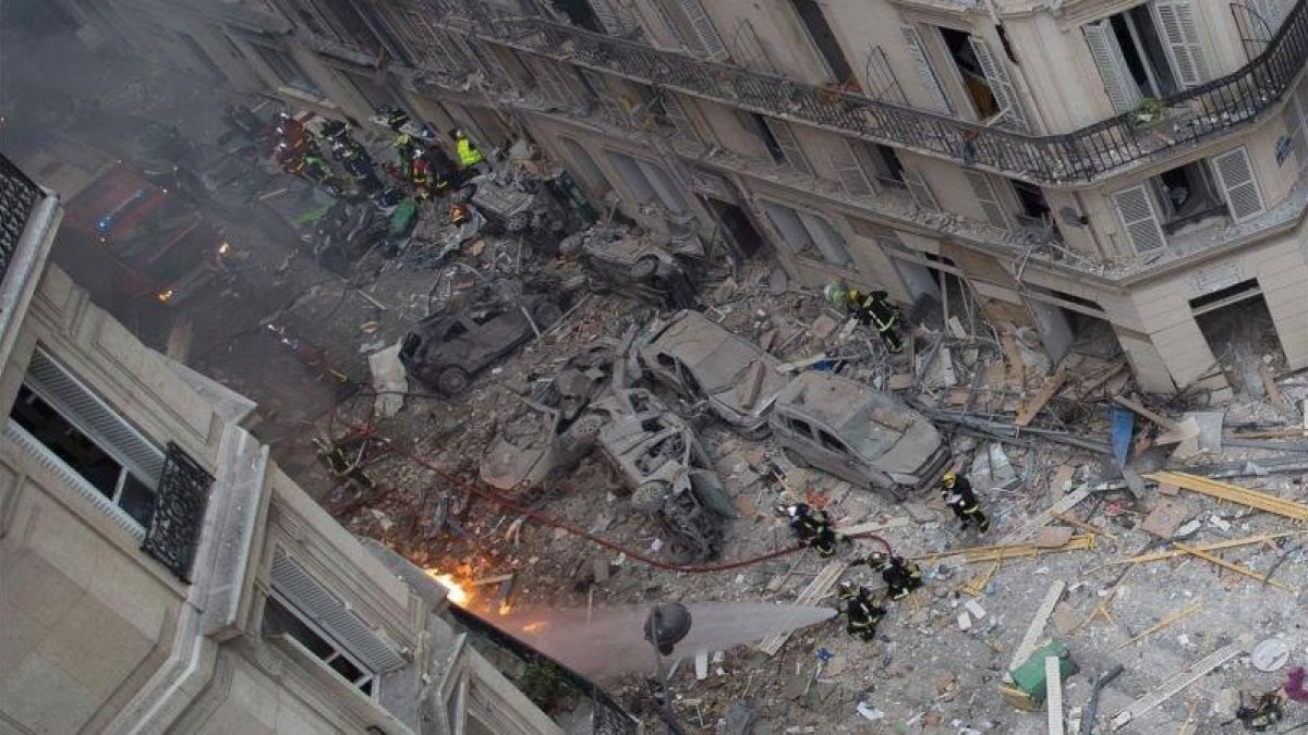 Vista general del lugar en el que tuvo lugar la explosión, en la calle de Trevise.-AFP