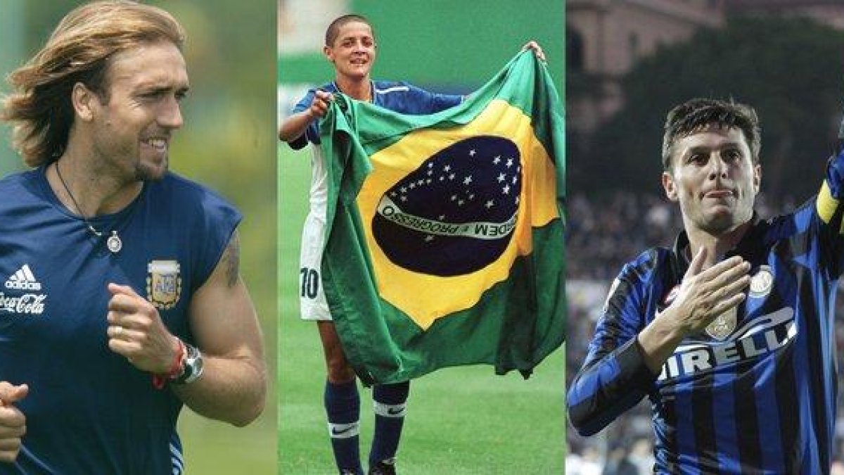 Gabriel Batistuta, la brasileña Sissi y Javier Zanetti.-AP