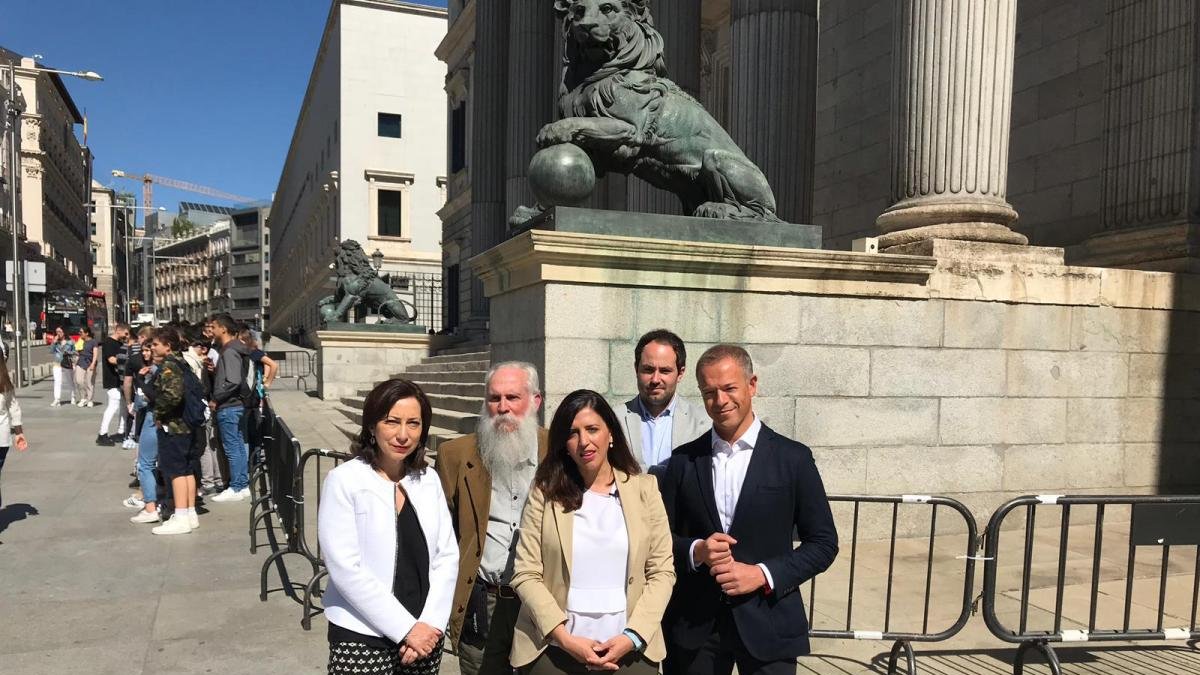 Imagen de los dos diputados y los tres senadores del PSOE.-ECB