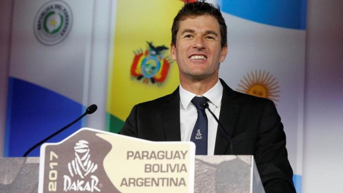 Marc Coma, director de carrera del Dakar, en la presentación de este miércoles en París.-REUTERS / JACKY NAEGELEN