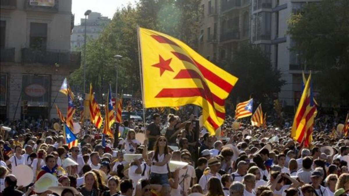 Fotografía de la movilización de la ANC en motivo de la Diada de Catalunya el septiembre del 2016 en Barcelona.-FERRAN NADEU