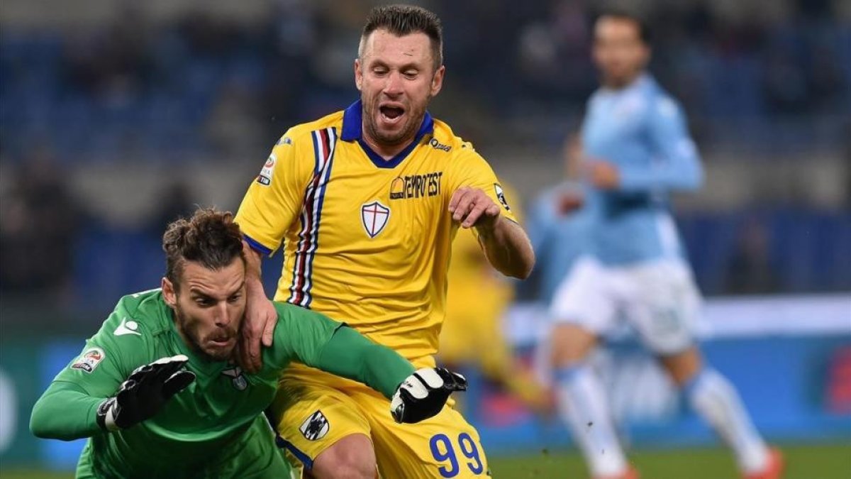 Cassano, con la camiseta de la Sampdoria-AFP / ALBERTO PIZZOLI