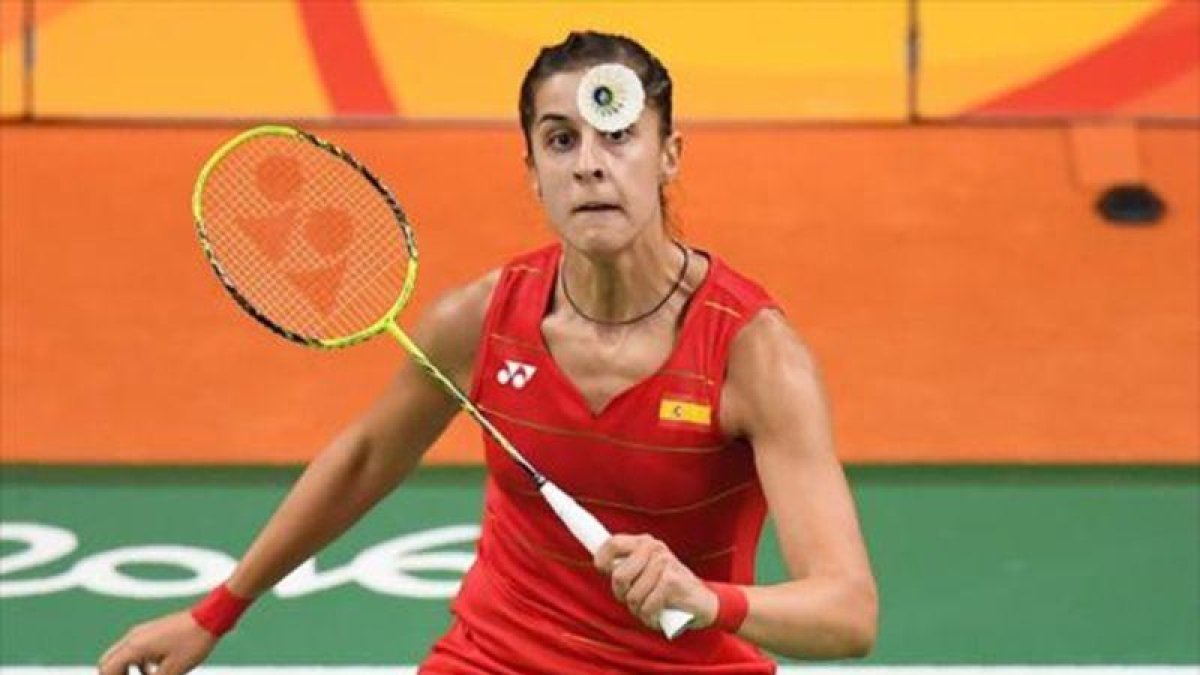 Carolina Marín, en el partido de ayer.-EL PERIÓDICO
