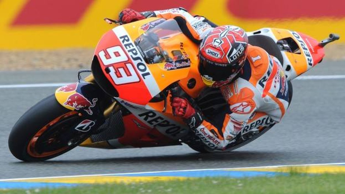 Marc Márquez con su Honda N 93, durante los entrenamientos del Gran Premio de Francia, este sábado.-Foto: JEAN-FRANCOIS MONIER / AFP