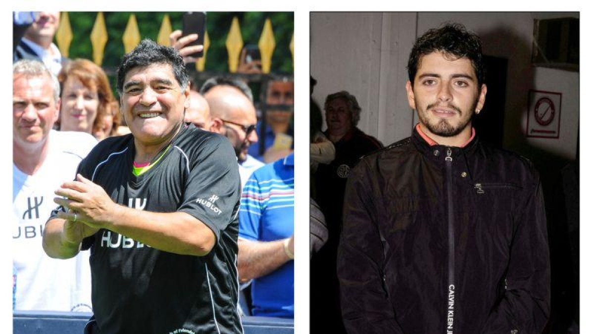 Diego Armando Maradona y su hijo, Diego Jr Sinagra.-EL PERIÓDICO