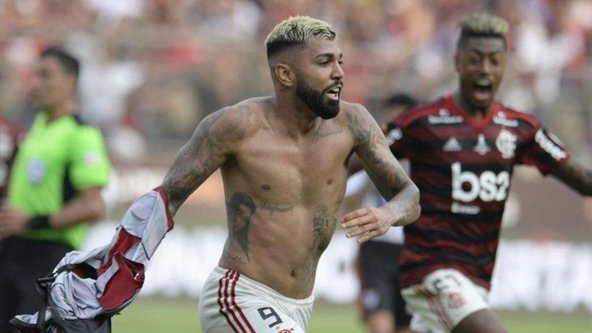 Gabriel Barbosa, Gabigol, celebra después de marcar el tanto decisivo para Flamengo / ERNESTO BENAVIDES (AFP)-AFP / ERNESTO BENAVIDES