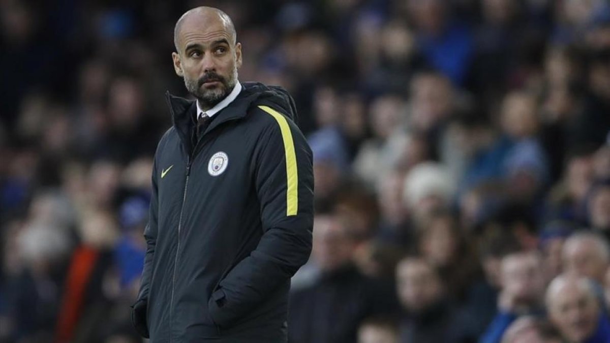 Guardiola, en el partido ante el Everton.-LEE SMITH