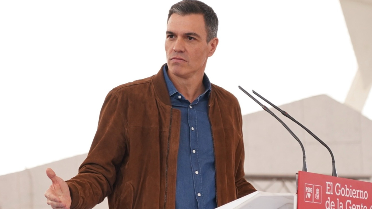 El presidente del Gobierno, Pedro Sánchez, durante un acto político del PSOE en Valladolid.- ICAL
