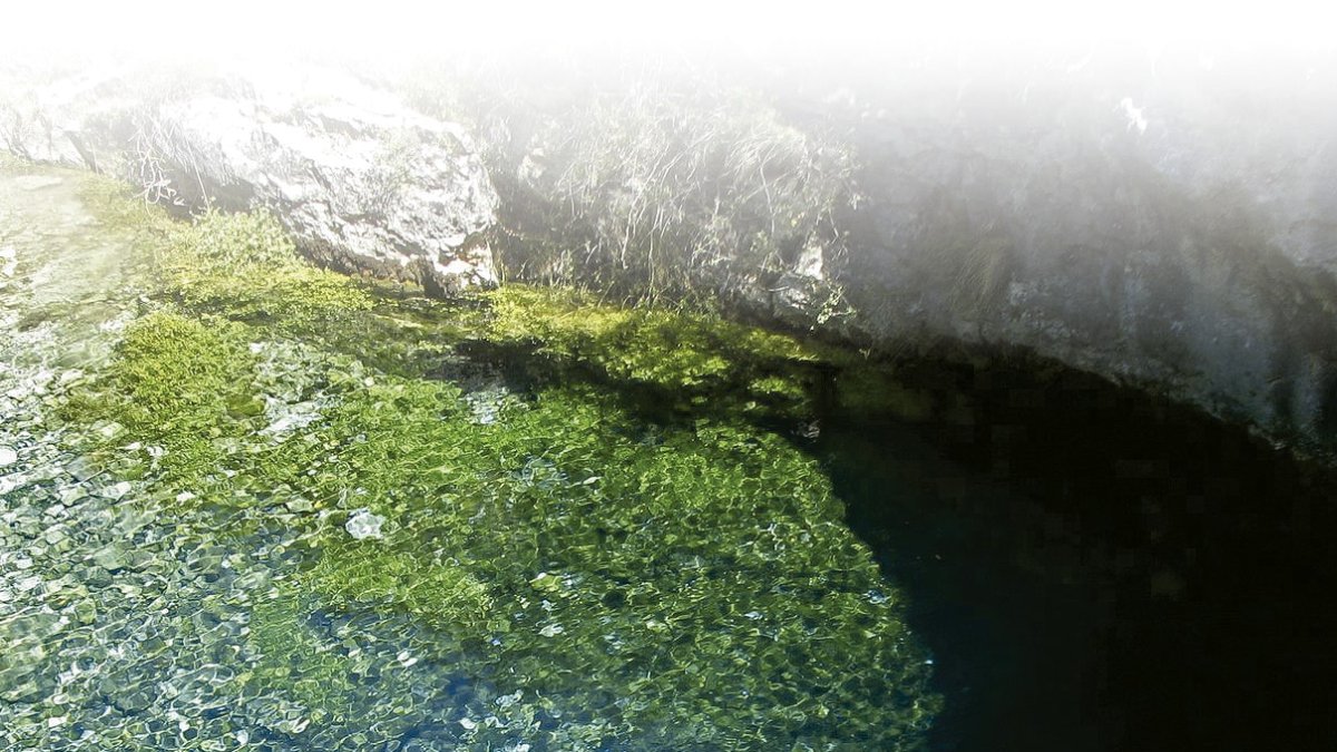 El pozo azul, que pronto recibirá en sus profundidades el Belén, es uno de los rincones más bellos de la provincia y también un fenómeno sin igual en el mundo por las dimensiones de la galería sumergida. ECB
