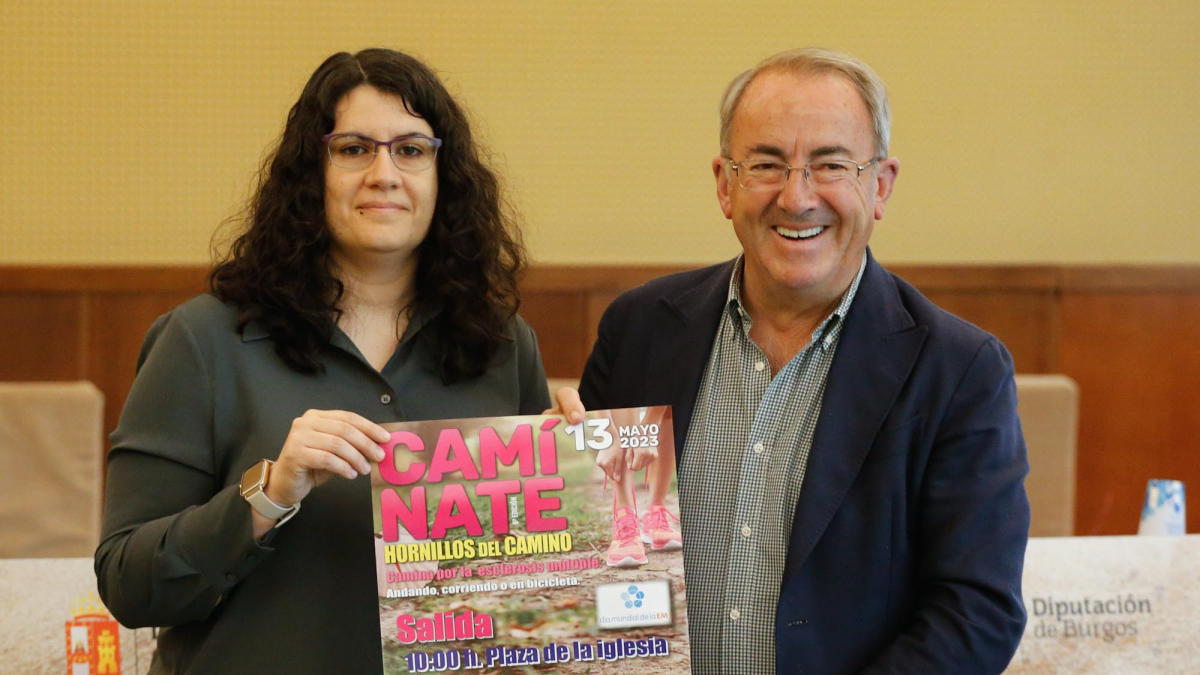 Verónica Sarabia (Afaem) y Ángel Carretón (IDJ), en la presentación de la marcha 'Camínate' de Hornillos del Camino.