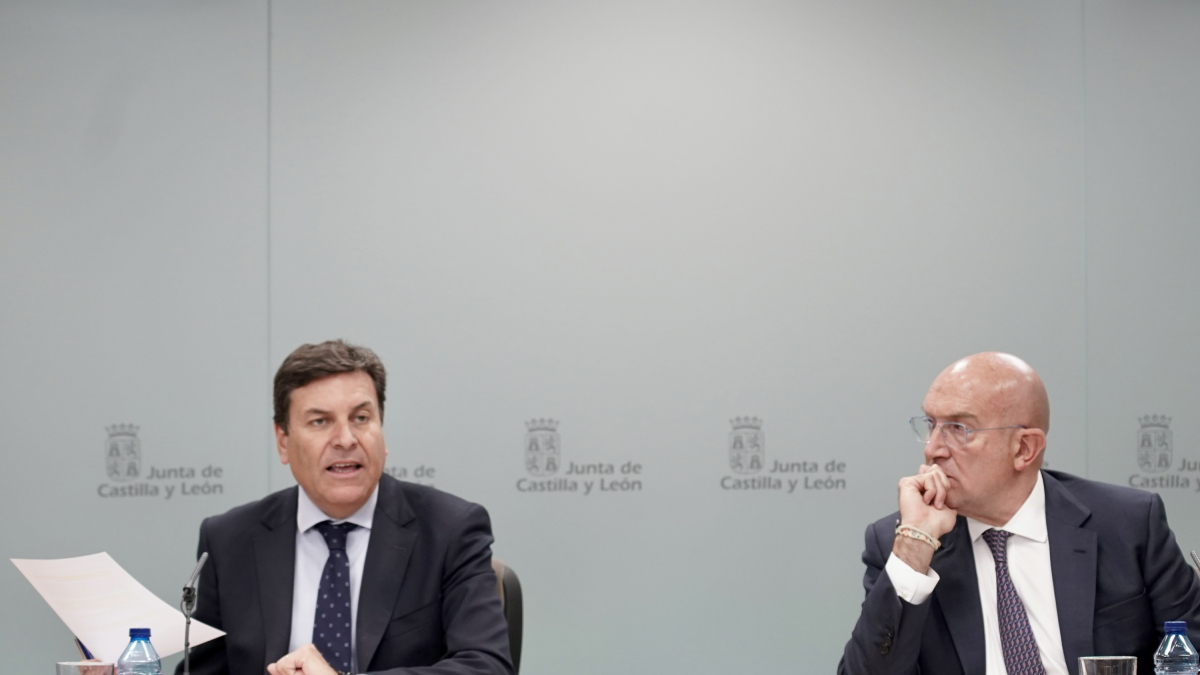 El consejero de Economía y Hacienda y portavoz, Carlos Fernández Carriedo, y el consejero de Presidencia, Jesús Julio Carnero.