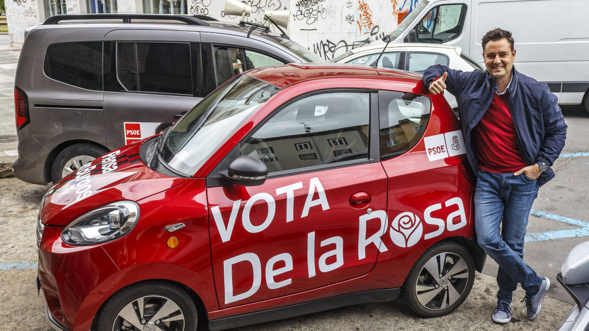 Daniel de la Rosa, en su primer día de ruta por Burgos en plena campaña electoral.