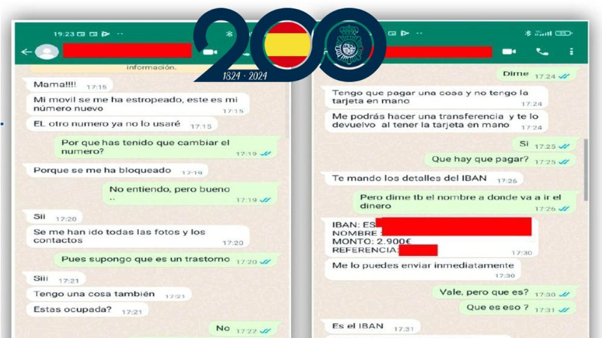 Conversación de una de las víctimas y los estafadores en la que le reclaman dinero de forma urgente.