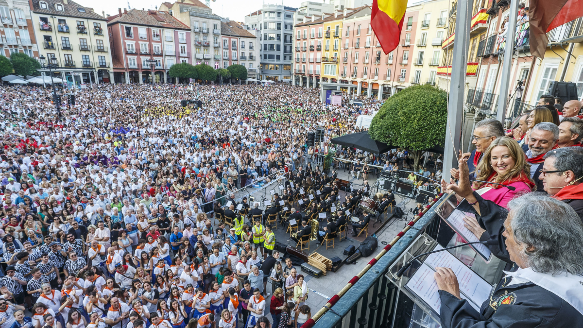 Pregón de las fiestas, Himno a Burgos, accidentado chupinazo y lanzamiento de la bota, Burgos está en fiestas.