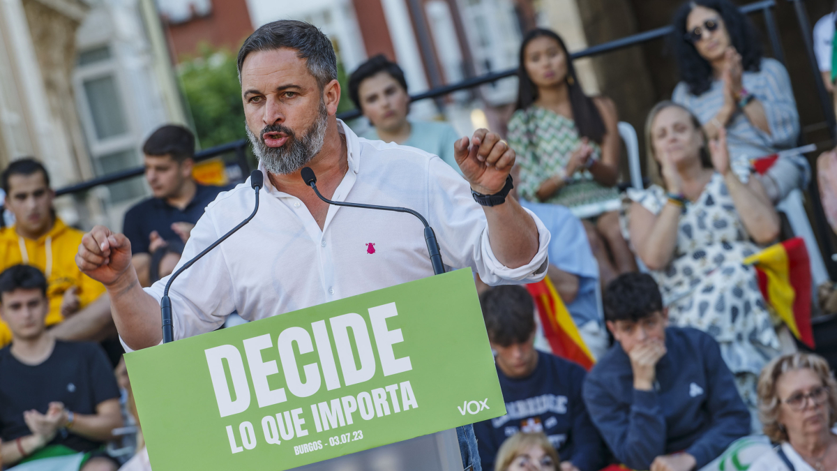 Santiago Abascal durante el mitin celebrado en la capital burgalesa.