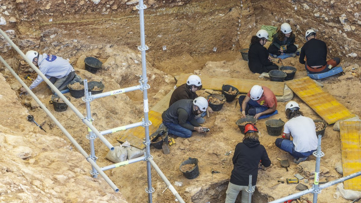 Trabajos en la superficie de Gran Dolina donde acarician el Estrato Aurora donde descansan restos de Homo antecessor.