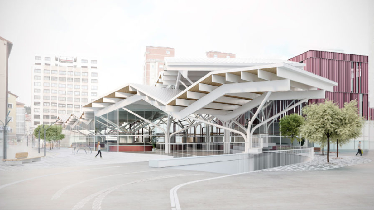 Vista del propyecto ‘Plaza cubierta’ con el que AU Arquitectos y AJO