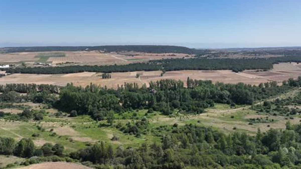 Valle del río Arlanzón, que actualmente discurre a tres kilómetros de la Sierra de Atapuerca y sus yacimientos.