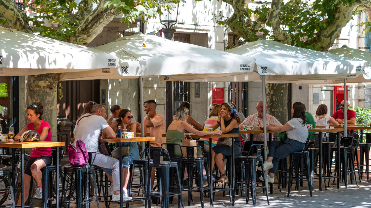 Una terraza de hostelería en una zona céntrica de la capital burgalesa.