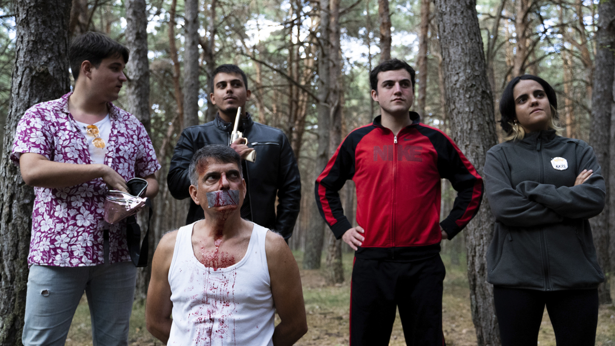 Imagen de un momento del rodaje de ‘Tres gangsters y un ruso’.