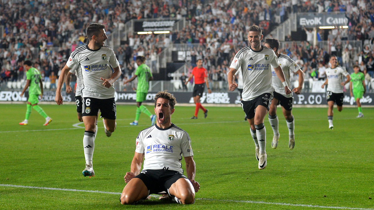 Curro celebra el gol marcado al Leganés.