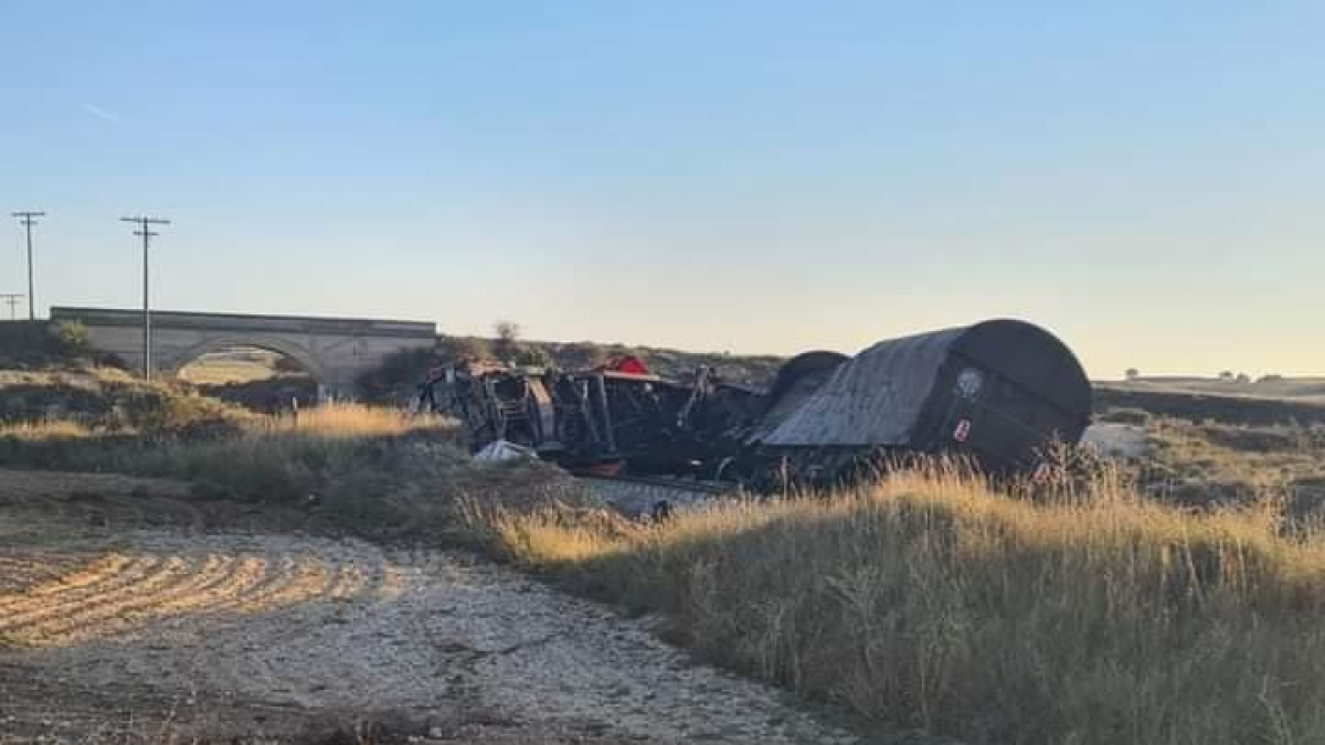Imagen del descarrilamiento en Gumiel de Izán