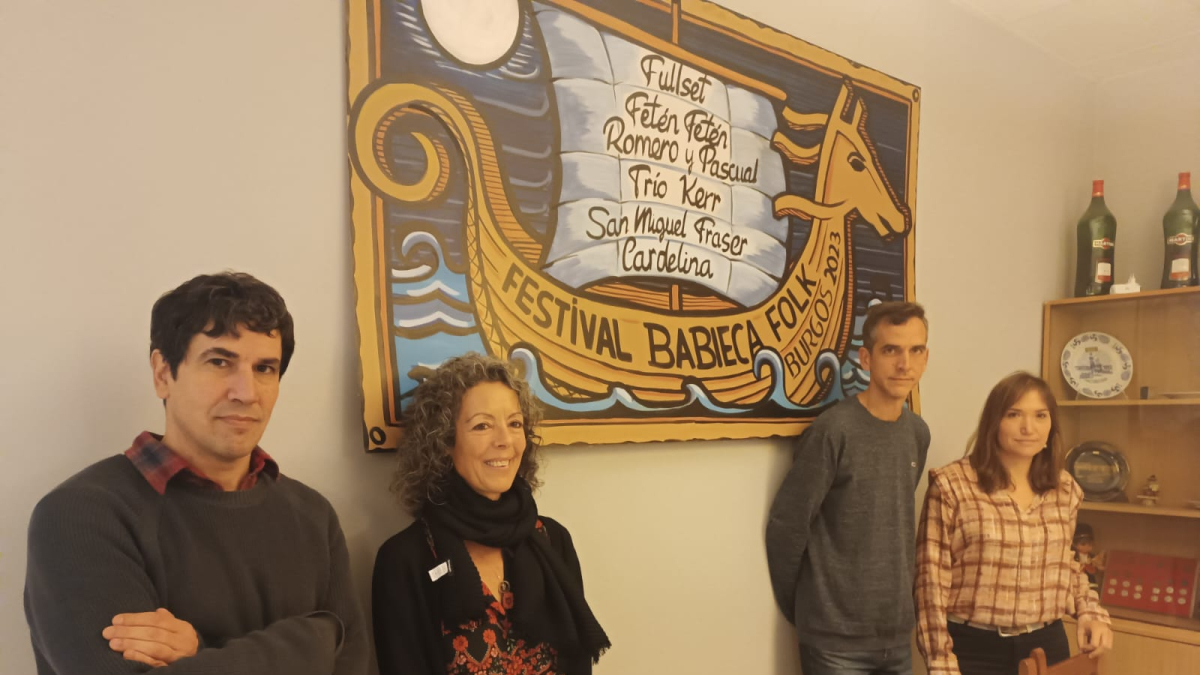 Gonzalo de Santiago, Pilar Varela, Rodrigo Jiménez y Beatriz Rodríguez en la presentación del Babieca Folk 2023.