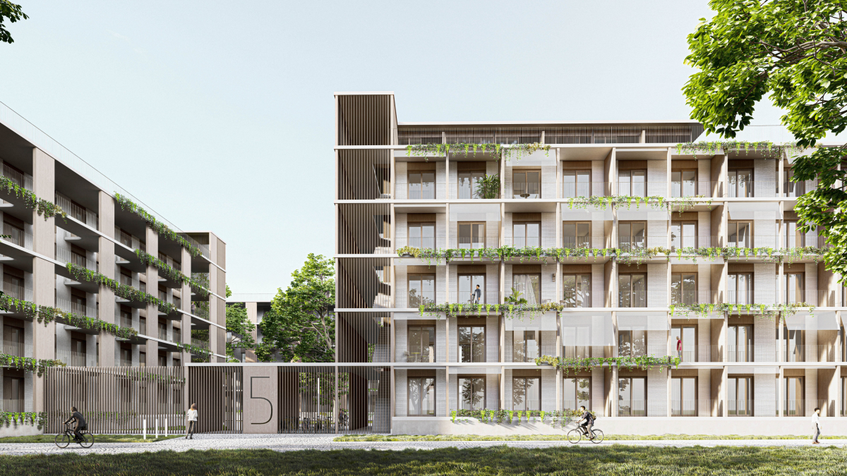 Este es el diseño del acceso a los bloques lineales que edificará Somacyl en el S-3, entre Lazarillo de Tormes y Casa la Vega.