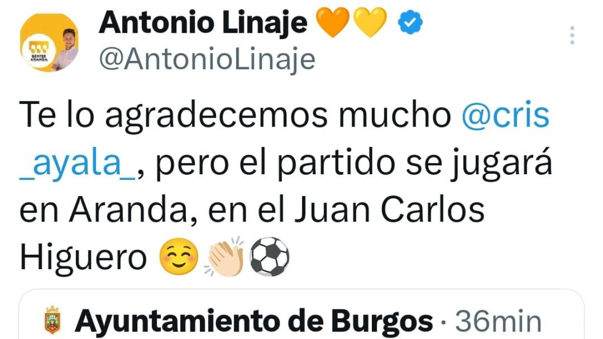 Cruce de mensajes entre el alcalde de Aranda y la de Burgos
