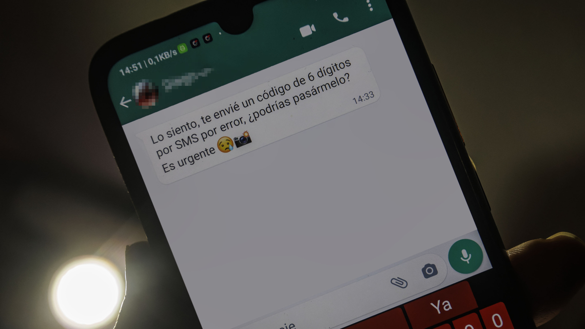 Mensaje empleado para secuestrar cuentas de WhatsApp.