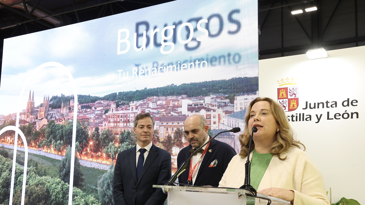 La alcaldesa de Burgos, Cristina Ayala, presenta la oferta de la capital burgalesa.